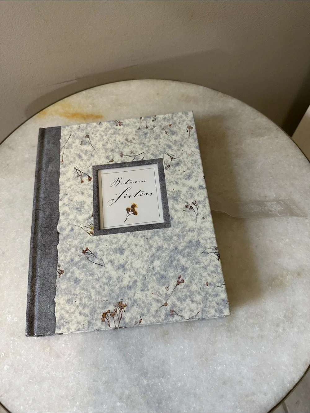'Between Sisters' Floral Hardcover Photo Album Journal in Pale Blue and Gray